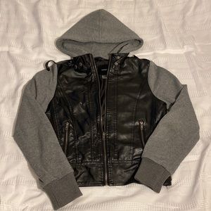 Forever 21 leather jacket with detachable hood